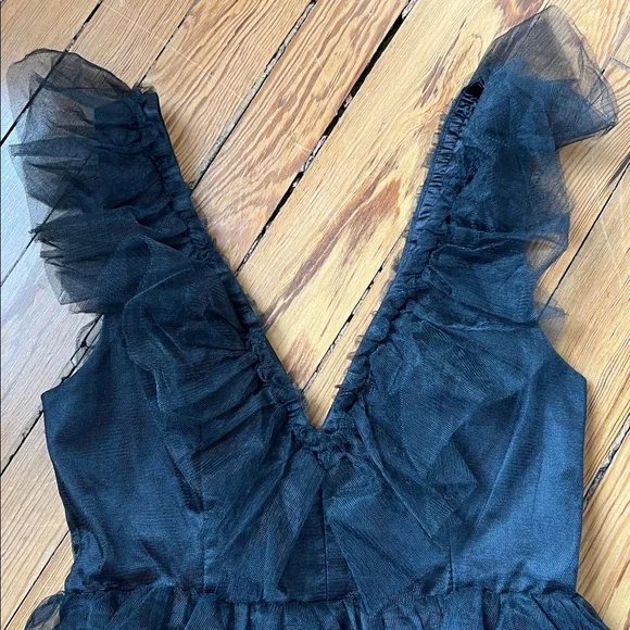 Lulu's Striking Sensation Black Tulle Tiered Ruffled Mini Dress - Picture 5 of 15